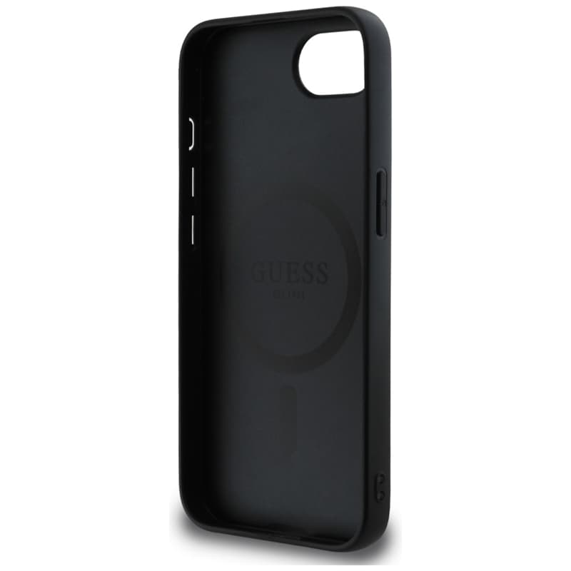 Guess Grained Hot Stamp Peony Triangle Logo MagSafe - Case for iPhone 16e (black) 7