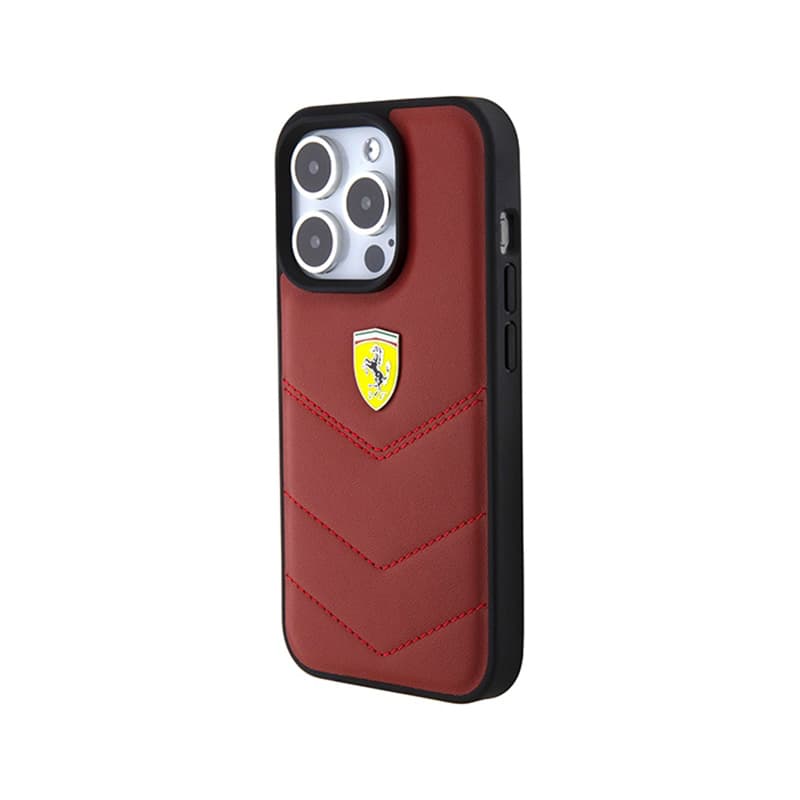 Ferrari Quilted Metal Logo - Case for iPhone 15 Pro (red) 2