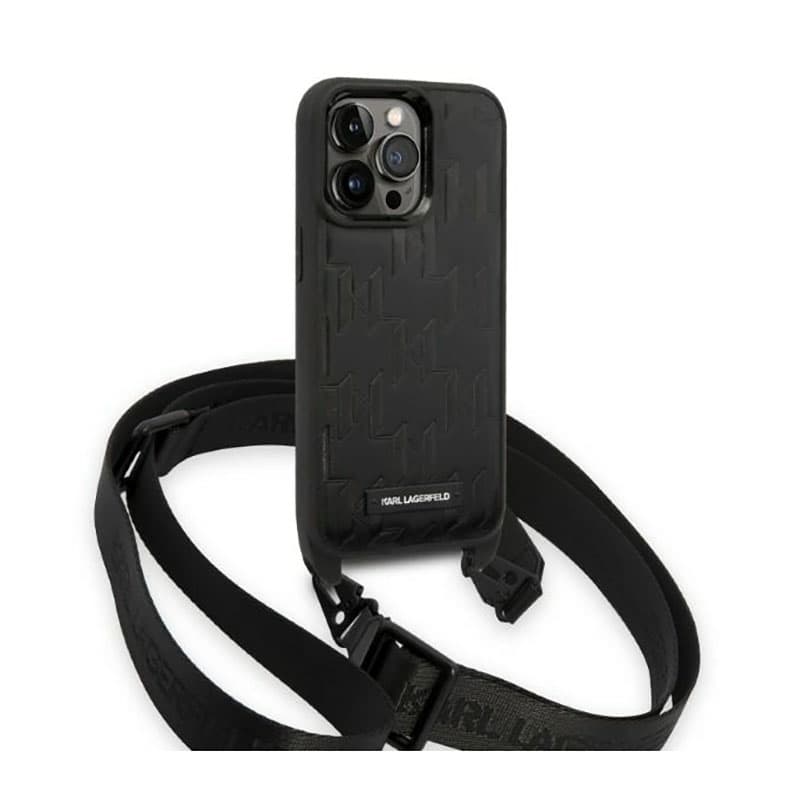 Karl Lagerfeld Monogram Plaque Logo Strap - Case for iPhone 14 Pro (Black) 3
