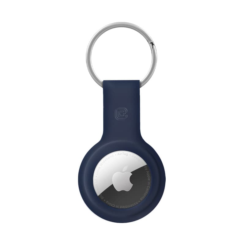 Crong Silicone Case with Key Ring – Protective keychain case for Apple AirTag 1/2 (navy blue) 4