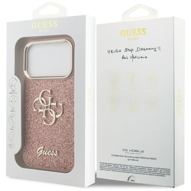 Guess Fixed Glitter Big 4G Metal Frame - Case iPhone 17 Pro (pink) 8