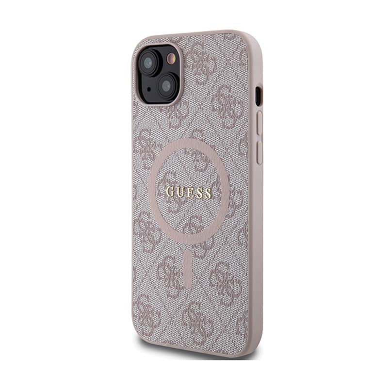 Guess 4G Collection Leather Metal Logo MagSafe - Case for iPhone 15 Plus / 14 Plus (pink) 2