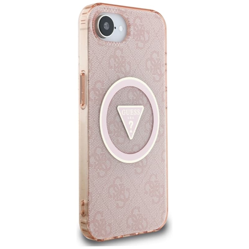 Guess IML Metal Glitter 4G Circle Triangle MagSafe - Case for iPhone 16e (pink) 4