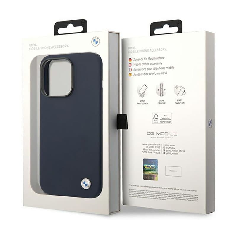 BMW Liquid Silicone Case Metal Logo MagSafe - Case for iPhone 14 Pro (Navy Blue) 8