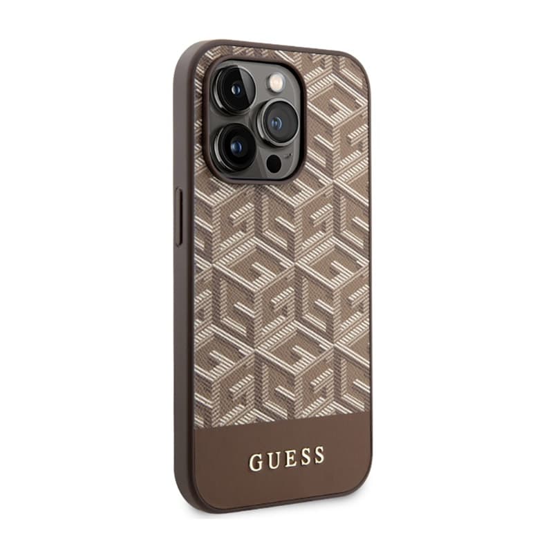 Guess GCube Stripes MagSafe - Case for iPhone 14 Pro (Brown) 4