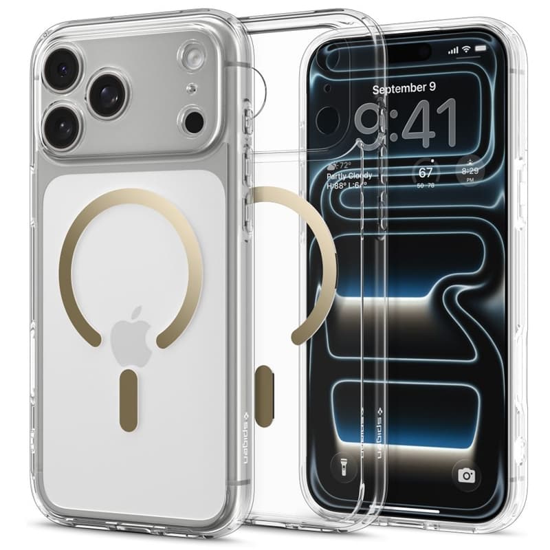 Spigen Ultra Hybrid Mag MagSafe - Case for iPhone 17 Pro (Clear/Gold) 2