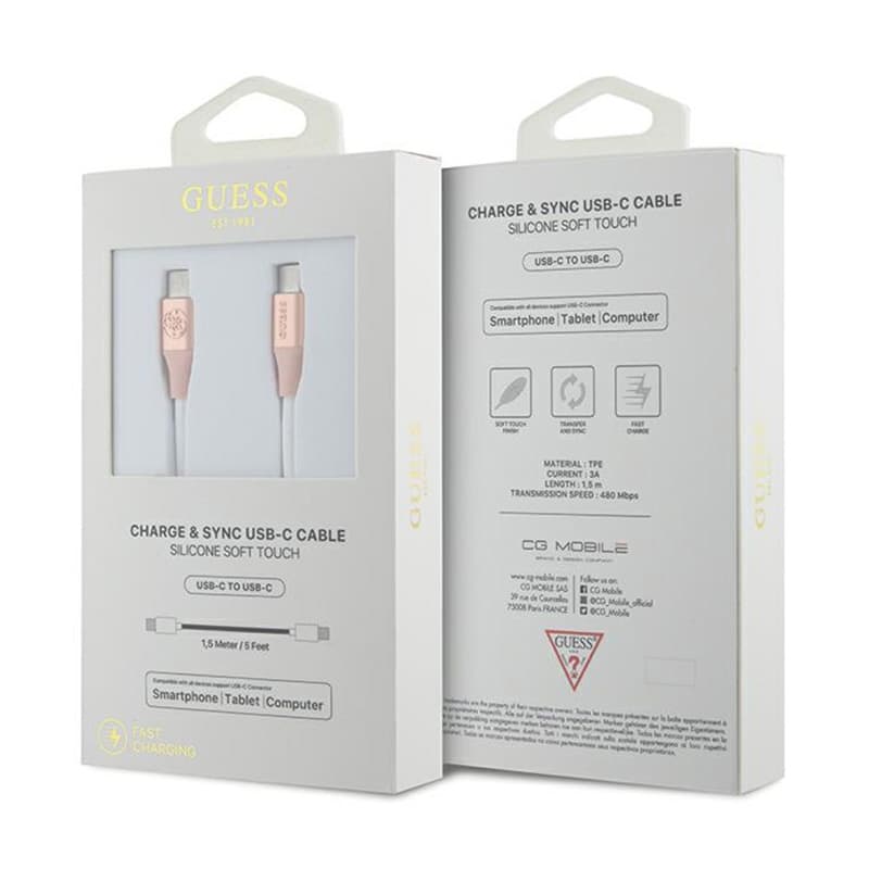 Guess Ebossed Logo - USB-C to USB-C Fast Charging cable 1.5m (pink) 2
