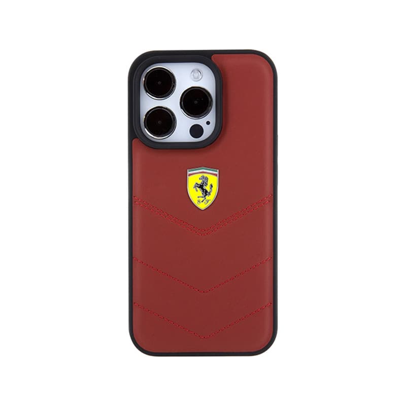 Ferrari Quilted Metal Logo - Case for iPhone 15 Pro (red) 3
