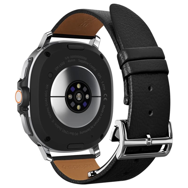 Spigen Enzo - Genuine Leather Strap for Samsung Galaxy Watch 8 / 8 Classic 40 / 44 / 46 mm (Black) 4