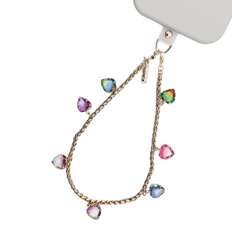 Crong Phone Charm - Lanyard Phone Pendant (Rainbow Hearts)