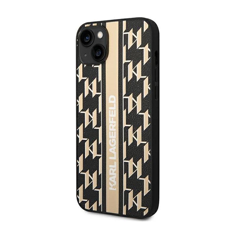 Karl Lagerfeld Monogram Stripe - Case for iPhone 14 Plus (Brown) 2