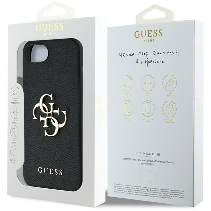 Guess Grained Big 4G Logo Small Classic Logo - Case for iPhone 16e (black) 8