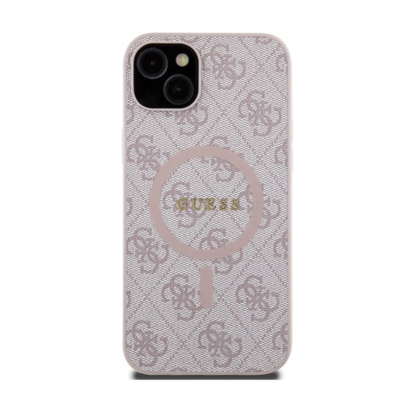 Guess 4G Collection Leather Metal Logo MagSafe - Case for iPhone 15 Plus / 14 Plus (pink) 3