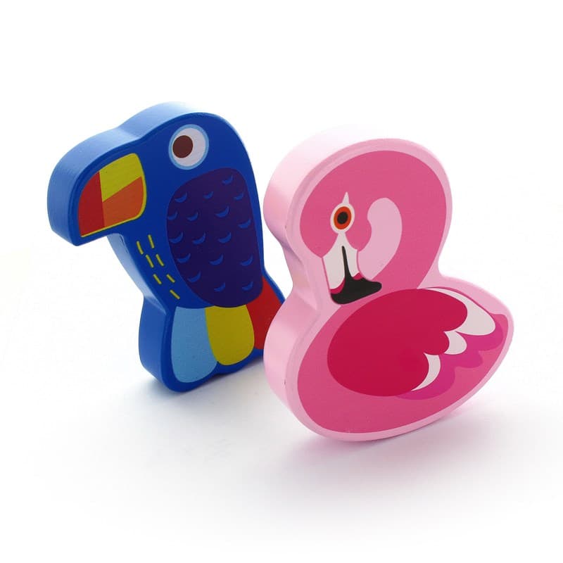 Wooden mix rattles (Flamingo, Toucan), random model selection 5