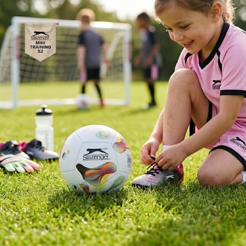 Slazenger - Mini Training Football for Kids 12 Panels Size 2 (White/Yellow) 2