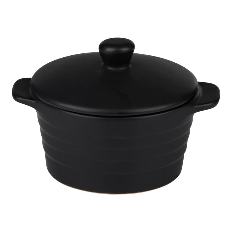 Alpina - Ceramic ovenproof dish with lid, round, 13x10 cm, 210 ml (black) 1