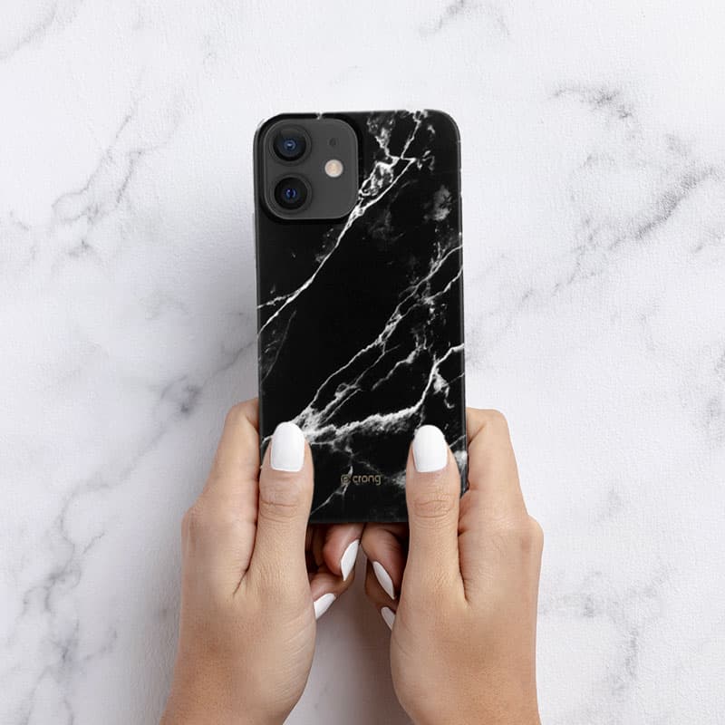 Crong Marble Case - iPhone 12 Mini Case (Black) 6