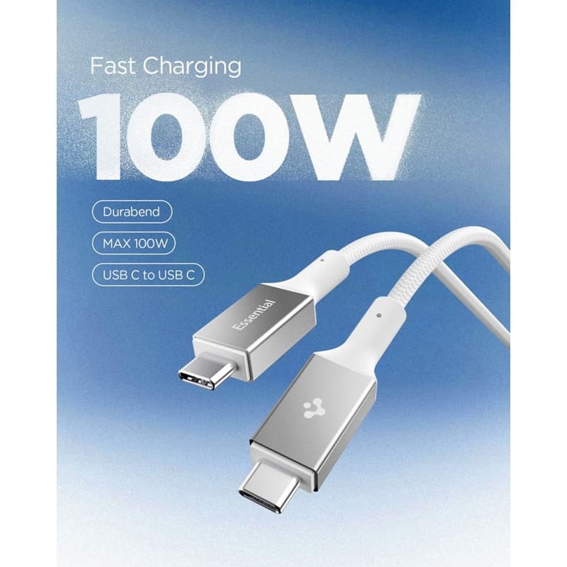 Spigen EB10015CC Essential - USB-C to USB-C PD Cable 100W 1.5m (White) 3