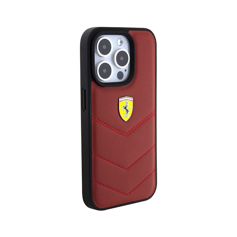 Ferrari Quilted Metal Logo - Case for iPhone 15 Pro (red) 4