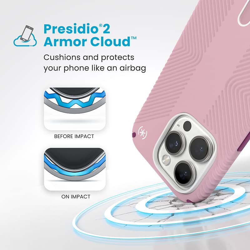 Speck Presidio2 Grip ClickLock & MagSafe - Case for iPhone 16 Pro (Wednesday Pink / Boysenberry Purple / White) 4