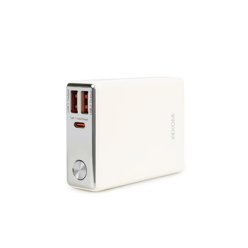 WEKOME WP-27 Tint Series - Power bank 10000 mAh Super Fast Charging USB-C PD 20W + 2x USB-A QC3.0 22.5W (White) 7