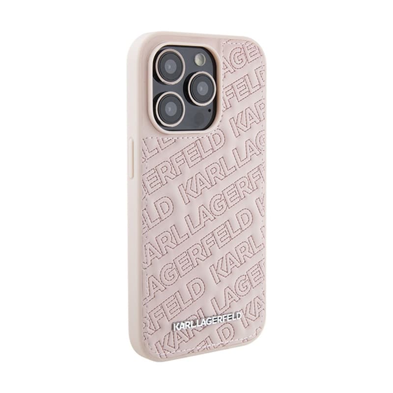 Karl Lagerfeld Quilted K Pattern - iPhone 15 Pro Case (pink) 4