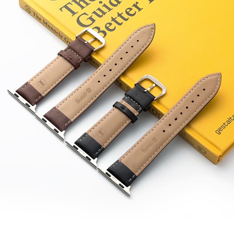Crong Noble Band - Genuine Leather Strap for Apple Watch 44/45/46/49 mm (Black Noir) 6