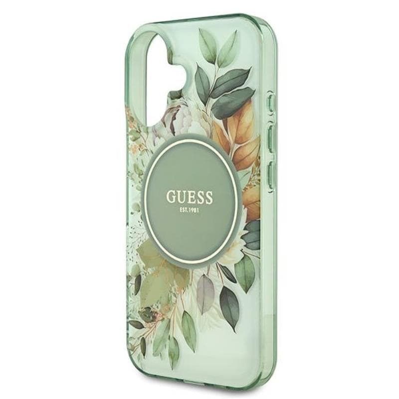 Guess IML Flower & Tonal Circle MagSafe - Case for iPhone 16 (Green) 6