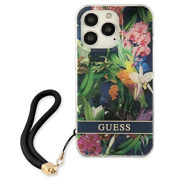 Guess Flower Cord - Cover for iPhone 13 Pro (Blue) 3
