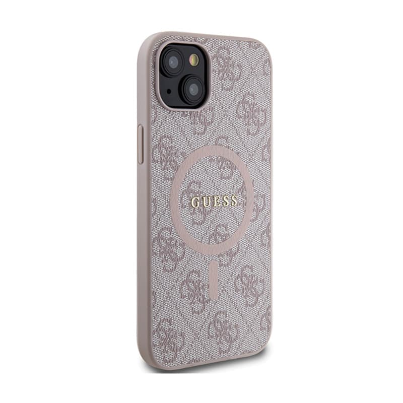 Guess 4G Collection Leather Metal Logo MagSafe - Case for iPhone 15 Plus / 14 Plus (pink) 4