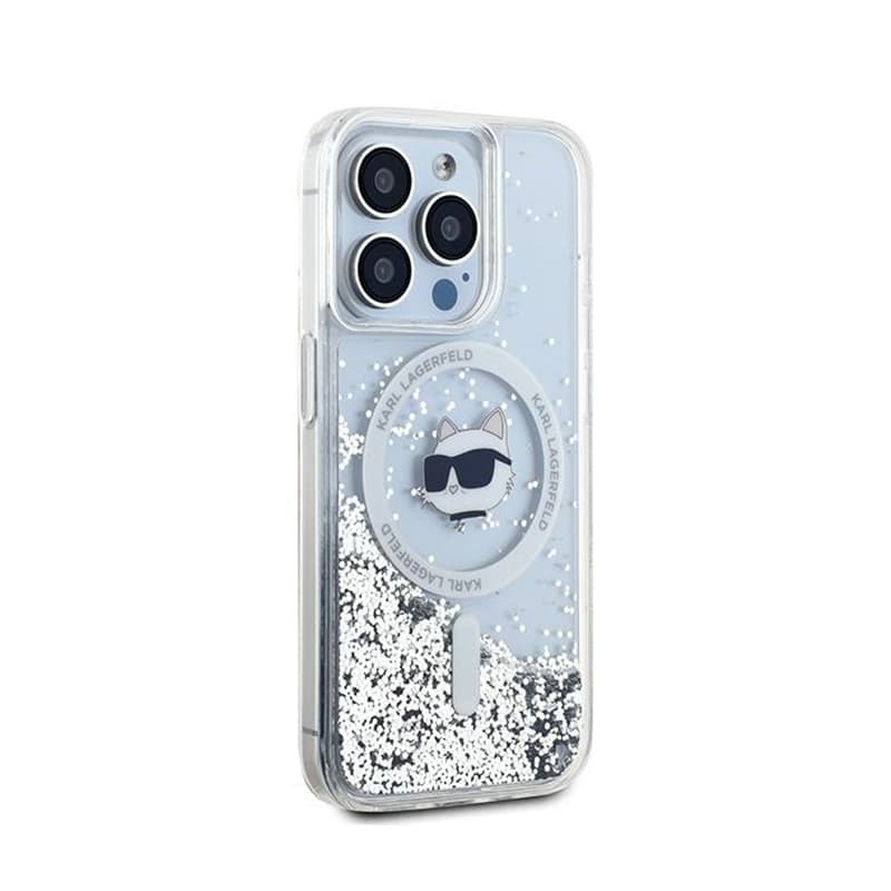 Karl Lagerfeld Liquid Glitter Choupette Head MagSafe - iPhone 15 Pro Case (Transparent) 4