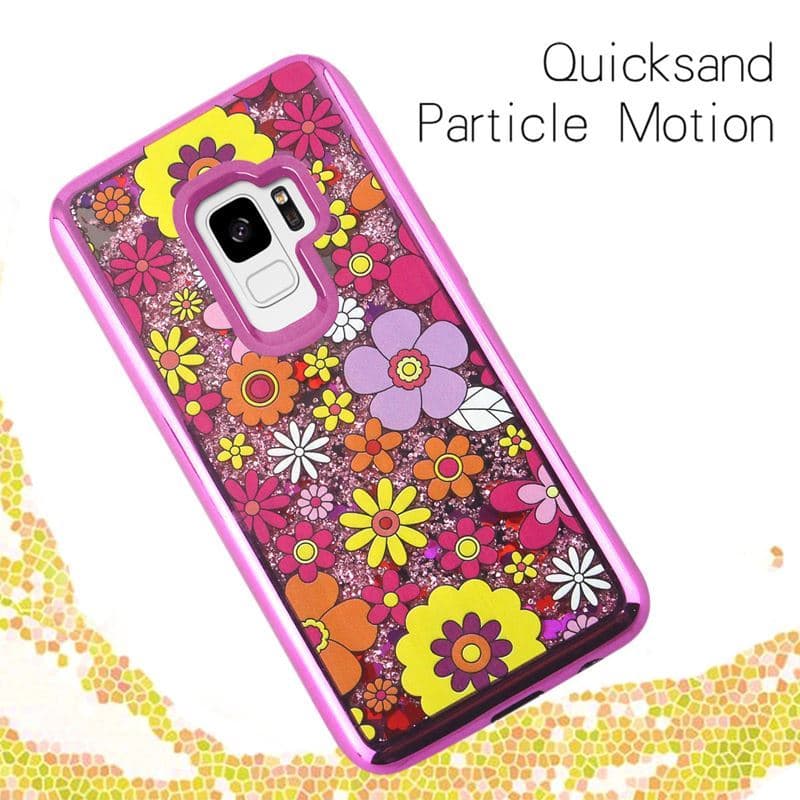 Zizo Liquid Glitter Star Case for Samsung Galaxy S9 (Multiflowers) 4