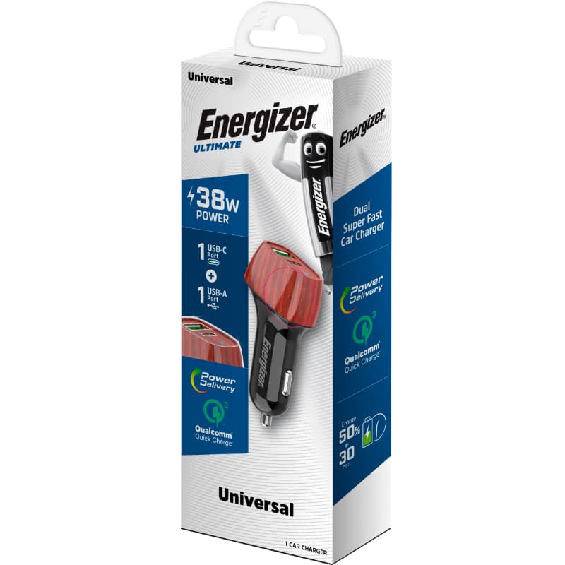 Energizer Ultimate - USB-C & USB-A 38W PD + QC3.0 car charger (WALNUT) 5