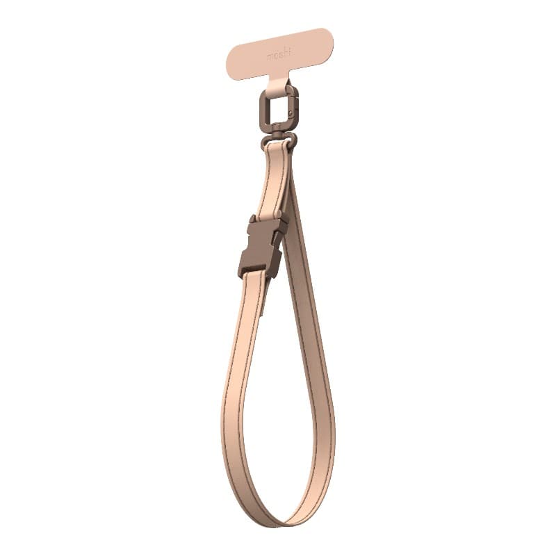 Moshi 2-in-1 Wrist & Body Strap with Adapter - Eco Leather Phone Lanyard (Milktea Brown) 2