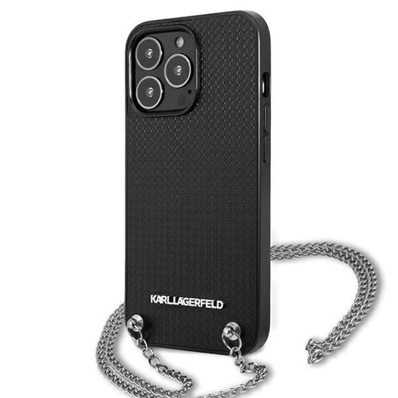 Karl Lagerfeld Leather Textured and Chain - Case for iPhone 13 Pro Max (Black) 2