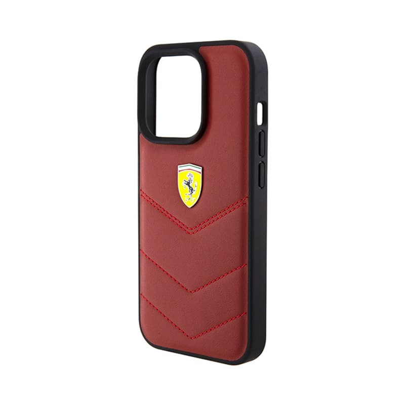 Ferrari Quilted Metal Logo - Case for iPhone 15 Pro (red) 5