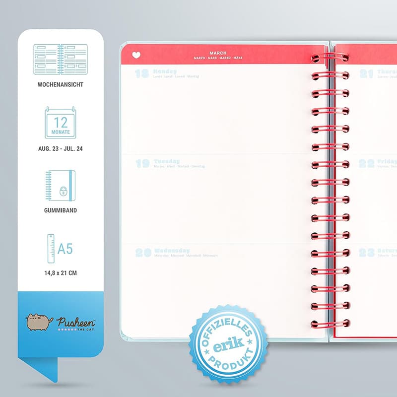 Pusheen - Calendar / Weekly Planner 2023/2024 from the Purrfect Love collection (14.8 x 21 cm) 2