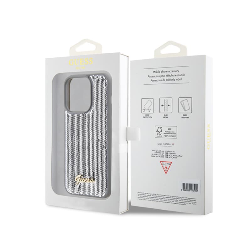 Guess Sequin Script Metal - Case for iPhone 15 Pro (Silver) 8