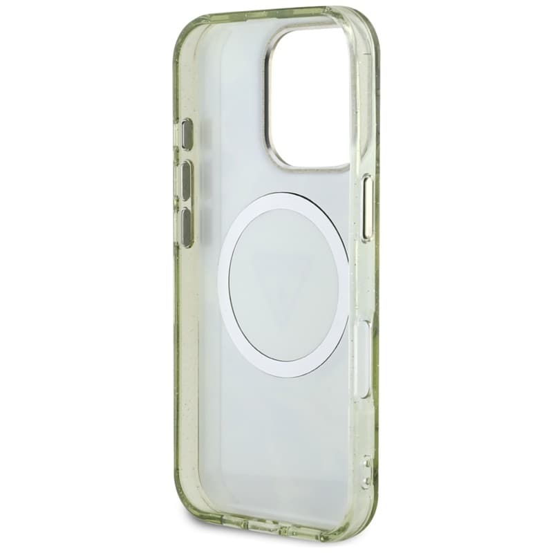 Guess Glitter Flowers Triangle Buttons MagSafe - Case for iPhone 16 Pro Max (green) 7
