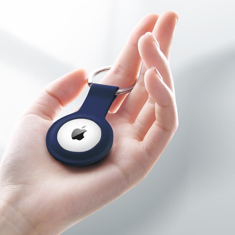 Crong Silicone Case with Key Ring – Protective keychain case for Apple AirTag 1/2 (navy blue) 7