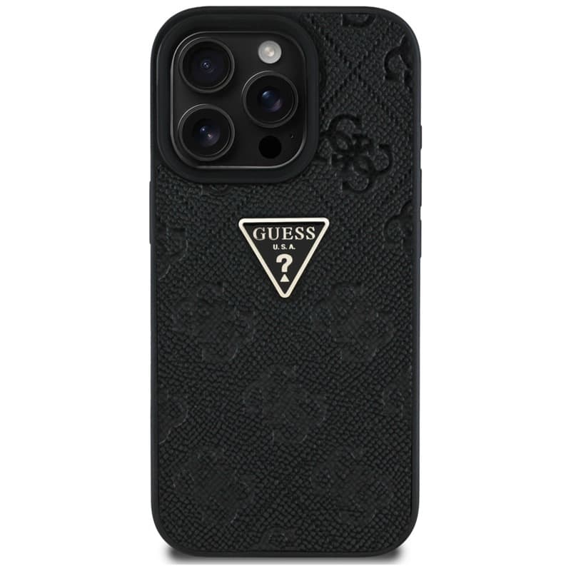 Guess Hot Stamp 4G Pattern Triangle Metal Logo - Case for iPhone 16 Pro Max (black) 3
