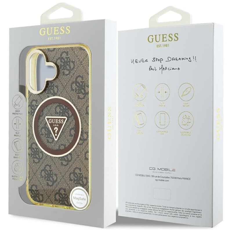 Guess IML Metal Glitter 4G Circle Triangle MagSafe - Case for iPhone 16 (brown) 8