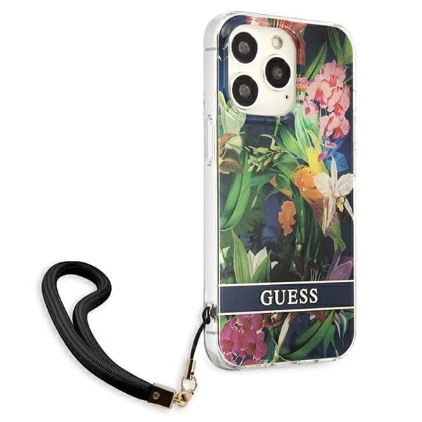 Guess Flower Cord - Cover for iPhone 13 Pro (Blue) 4