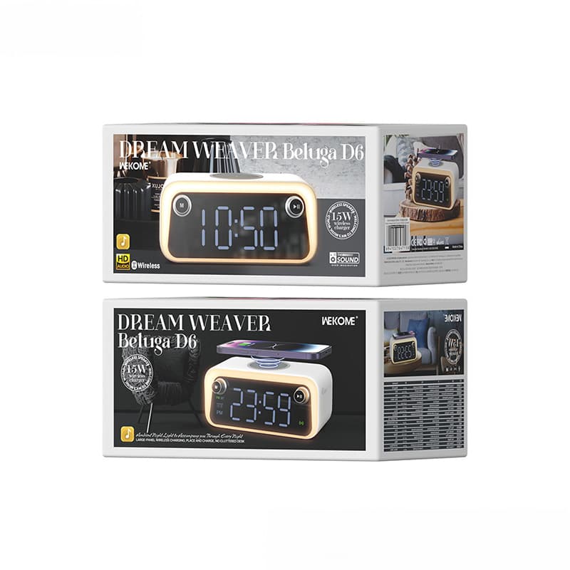 WEKOME Beluga D6 Dream - Multi-functional wireless speaker / FM radio with indirectional charging 15W MagSafe (White) 3