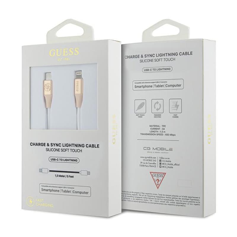 Guess Ebossed Logo - USB-C to Lightning cable MFi certified 1.5m (gold) 2