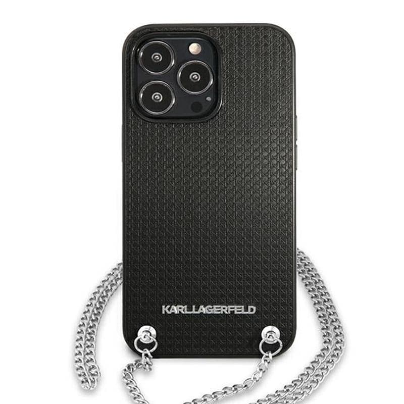 Karl Lagerfeld Leather Textured and Chain - Case for iPhone 13 Pro Max (Black) 3