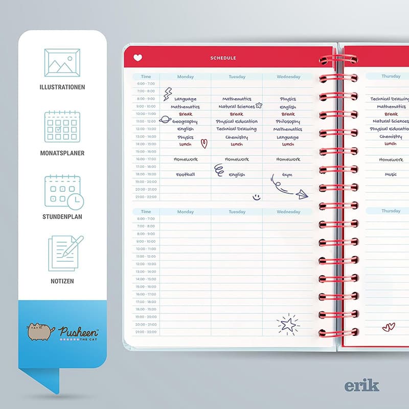 Pusheen - Calendar / Weekly Planner 2023/2024 from the Purrfect Love collection (14.8 x 21 cm) 3