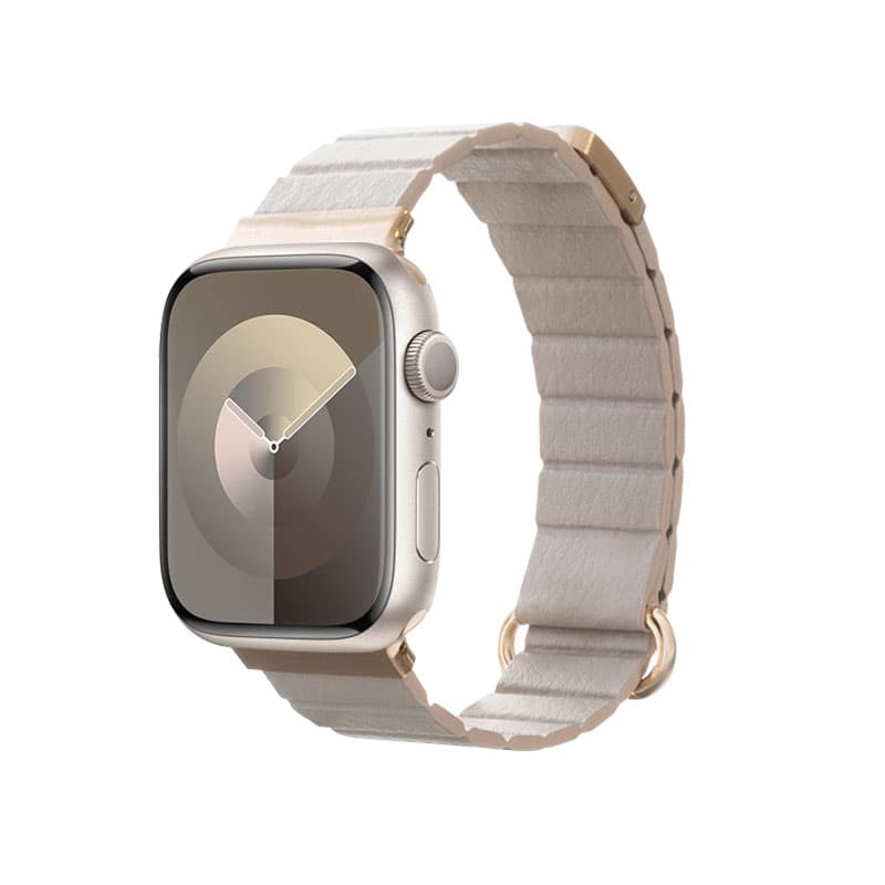 Crong Eclipse - Magnetic Leather Apple Watch Band 38/40/41/42mm (Beige) 2