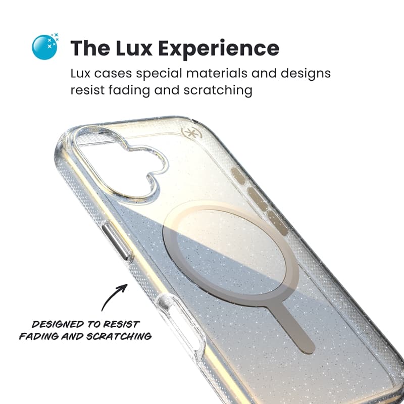 Speck Presidio Lux MagSafe - iPhone 17 Case (Hyper Mirror Glitter / Silver Metallic) 3