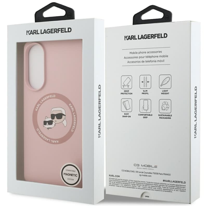 Karl Lagerfeld Silicone Double Heads And Circle MagSafe - Case for Samsung Galaxy S25 Edge (pink) 8